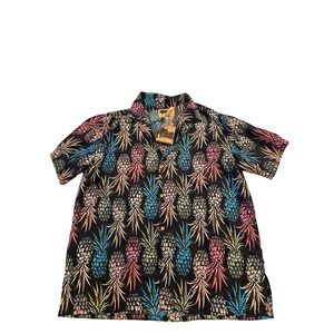 InGear Fashions Mens Large Pineapple Print Hawaiian Shirt Short Sleeve KOHS31